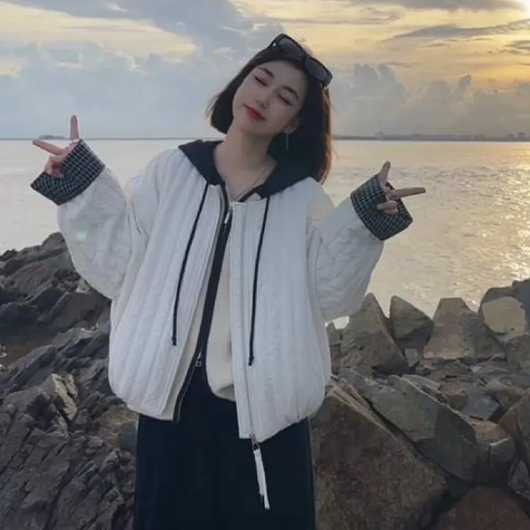 爆款时尚圆领拼接棒球服外套棉服女装2025秋季洋气减龄超好看上衣