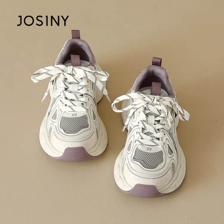 卓诗尼厚底老爹鞋女2025新款鞋子女款春秋网面软底运动休闲小白鞋