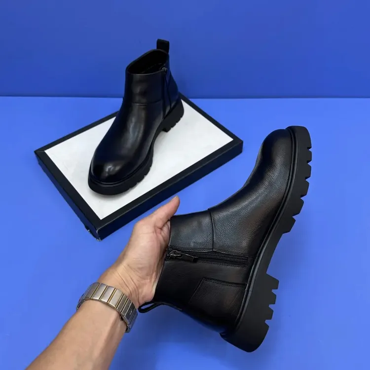 01-50商务休闲软皮板鞋新款高帮侧拉链男士黑色鞋韩版休闲男皮鞋