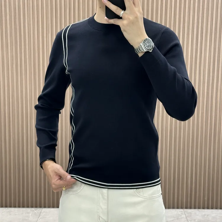 【高端轻奢】冬季男士圆领针织长袖毛衣修身百搭打底衫休闲简约舒适