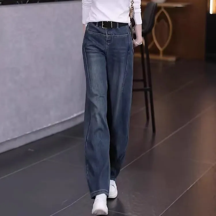 怀旧复古牛仔裤女春秋女士2025新款高腰弯刀裤香蕉裤阔腿宽松裤子