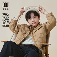 多多家8375【5度棉衣】儿童中大童秋冬季贴袋饰标切格棉衣