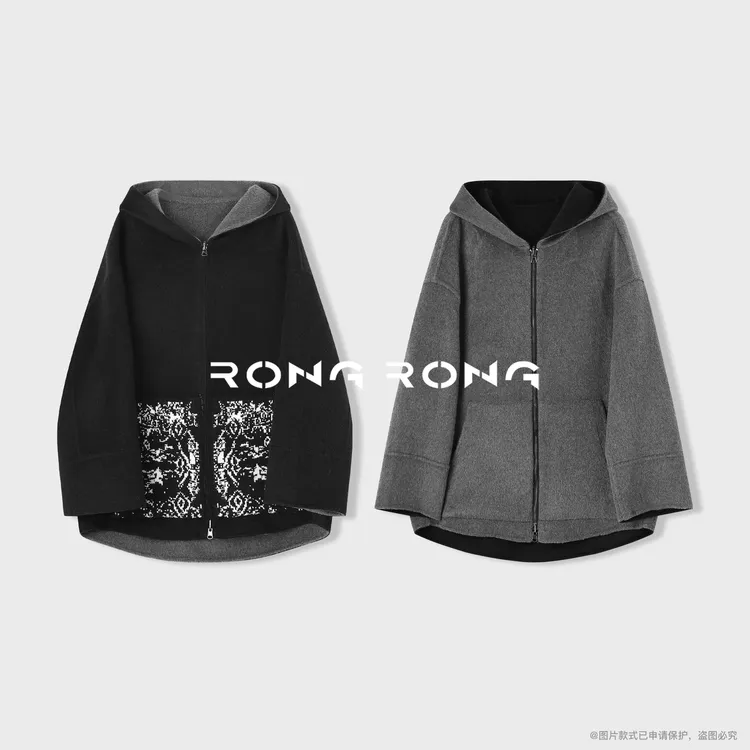 溶溶【画册星河】RONGRONG 奢选羊毛羊绒桑蚕丝双面呢大衣2509K801