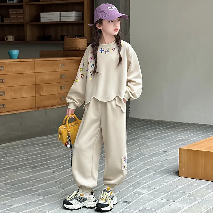 女童春秋新款韩版休闲套装中大儿童洋气宽松卫衣女孩时尚洋气卫裤