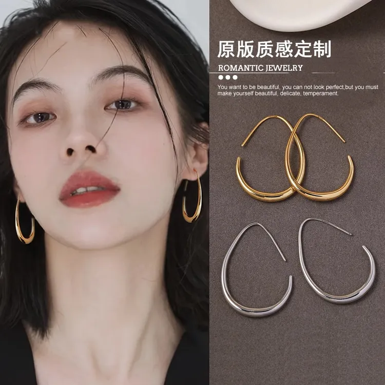 铜合金耳饰 金属水滴耳环女2025新款高级感轻奢小众耳钩漂亮耳饰 