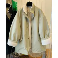 K7316超好看毛茸茸棉服棉衣宽松保暖工装风大衣中长款外套女冬款