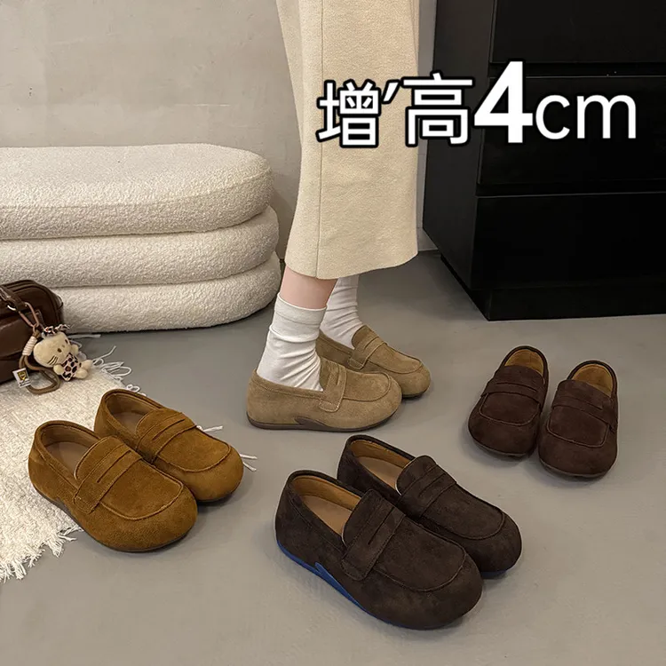 2025年新款秋季厚底勃肯鞋女一脚蹬英伦乐福鞋博肯豆豆鞋复古单鞋