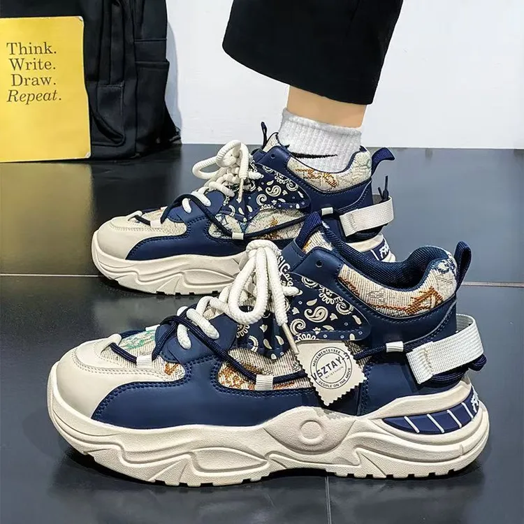 男鞋2025新款秋季青少年休闲跑步运动鞋学生厚底防滑老爹潮鞋子男