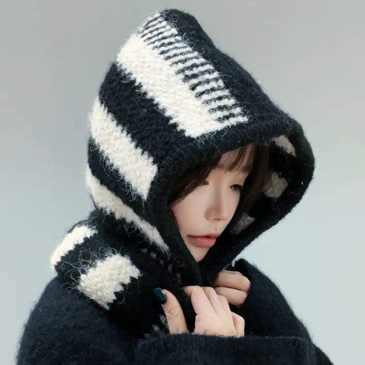 韩系拼色巴拉克拉法帽女2025新款秋冬季氛围感保暖防寒护耳包头帽