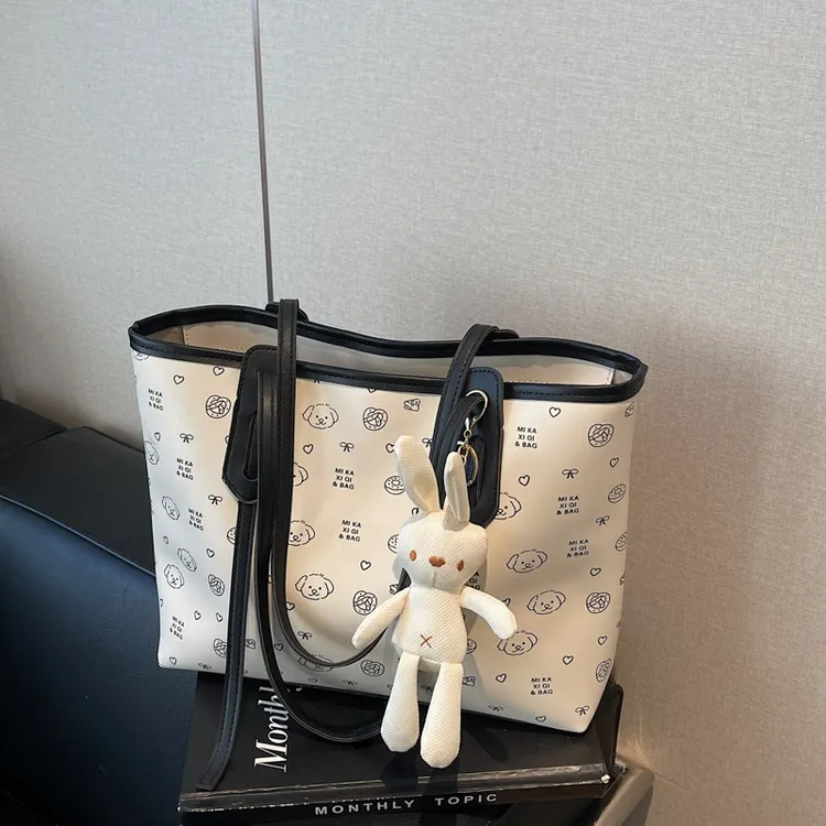 时尚可爱印花托特包女大容量大学生上课包百搭网红洋气通勤单肩包