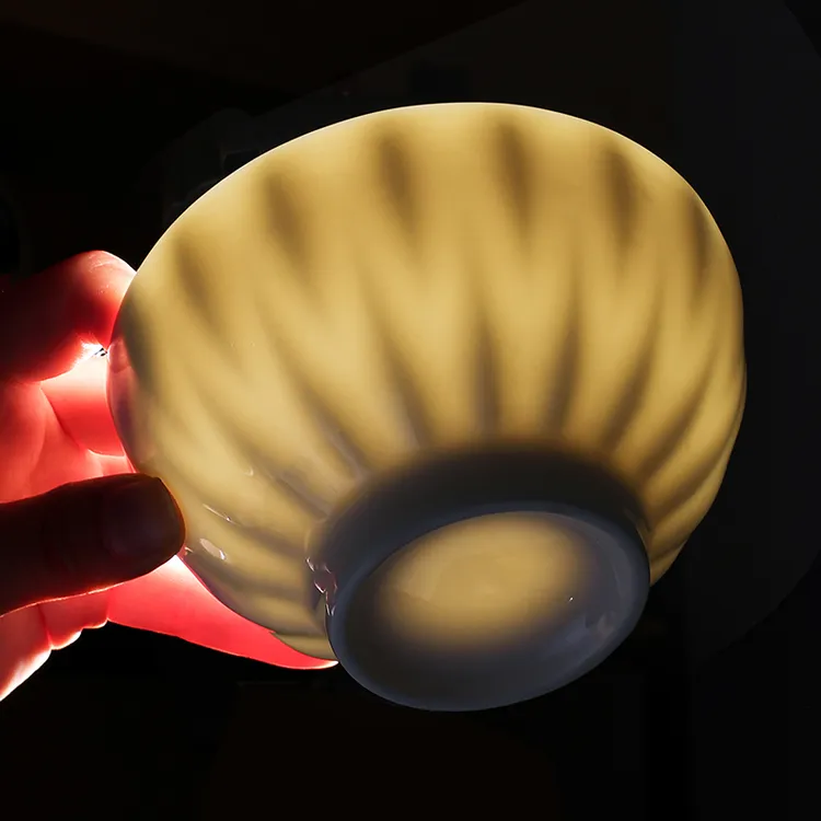 纯白4.5英寸10只装新骨瓷浮雕月光面碗高温釉下彩餐具套装