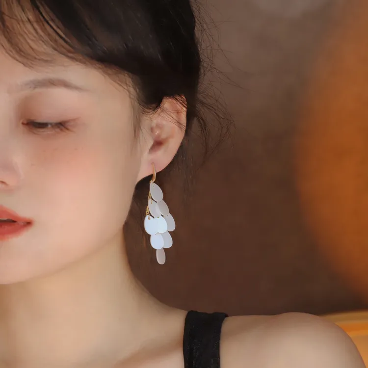 合金耳饰 海边度假风超仙法式复古流苏耳环高级感小众设计耳钉女