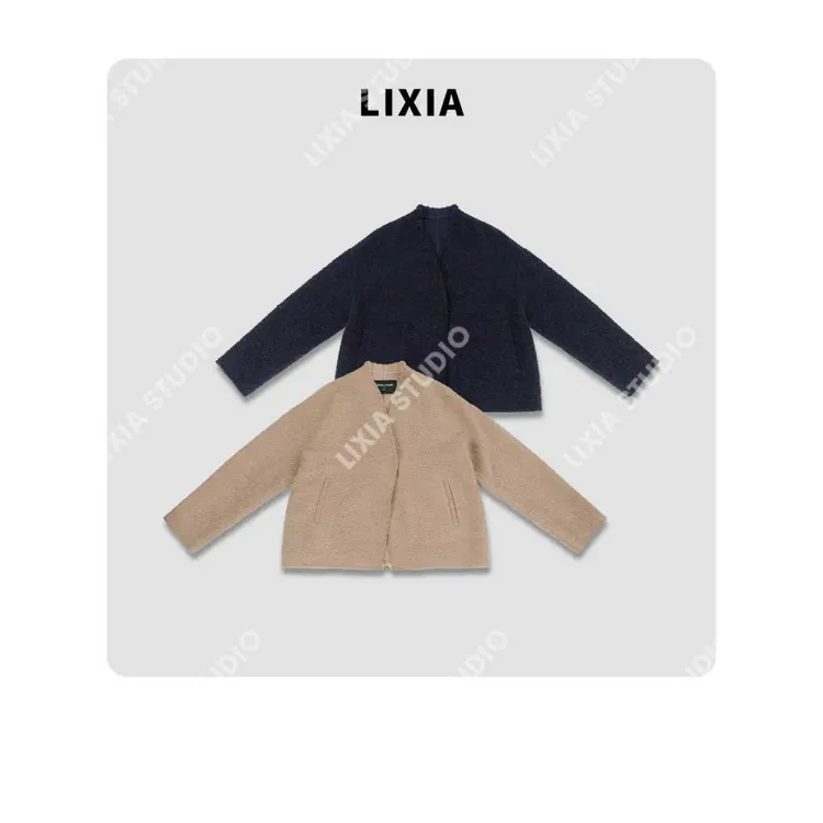 LIXIA【罗拉心情】设计轻奢慵懒苏力羊毛V领毛呢大衣-D10277