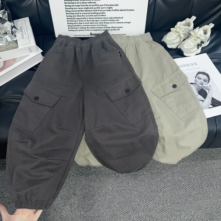 秋款男童工装裤纯棉宽松长裤洋气男童中大童潮流韩版休闲长裤027