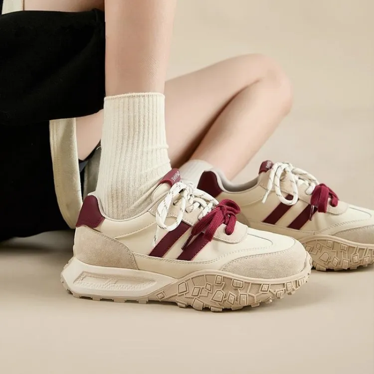 达芙尼休闲鞋子女款2025新款厚底德训鞋春秋百搭增高运动鞋老爹鞋