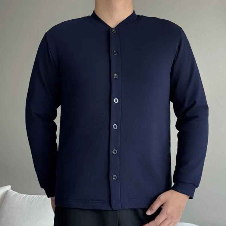 手工100桑蚕丝男士冬季长袖棉衣时尚保暖纯色百搭外穿