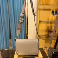 Tory Burch/汤丽柏琦大象灰翻盖马鞍包斜挎包 22×14×6cm