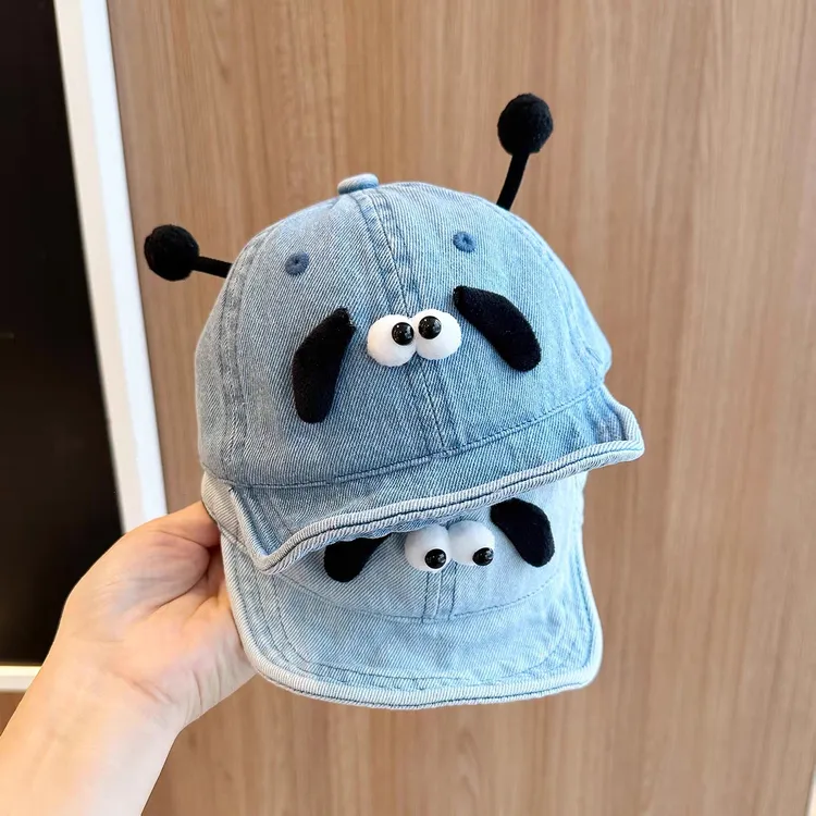宝宝帽子春秋季洋气搞怪牛仔软檐男女儿童鸭舌帽可爱小月龄婴儿帽