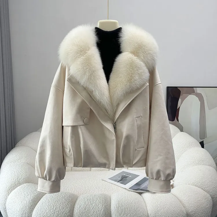 2025冬季新款洋气小众毛领短款棉服女慵懒风宽松百搭显瘦外套大衣