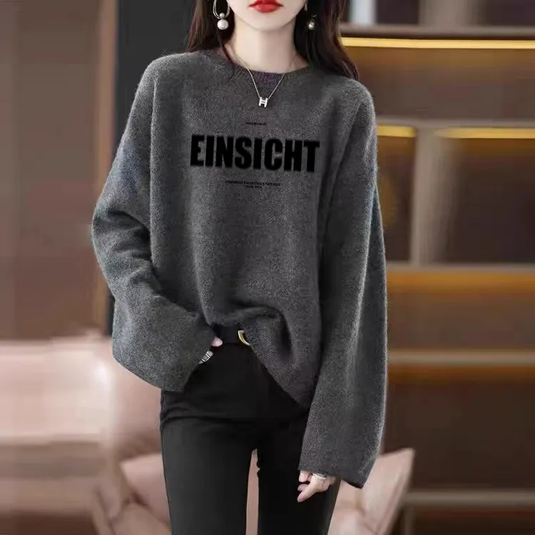 2024年新款德绒打底衫欧货圆领长袖T恤女宽松显瘦高级感保暖上衣