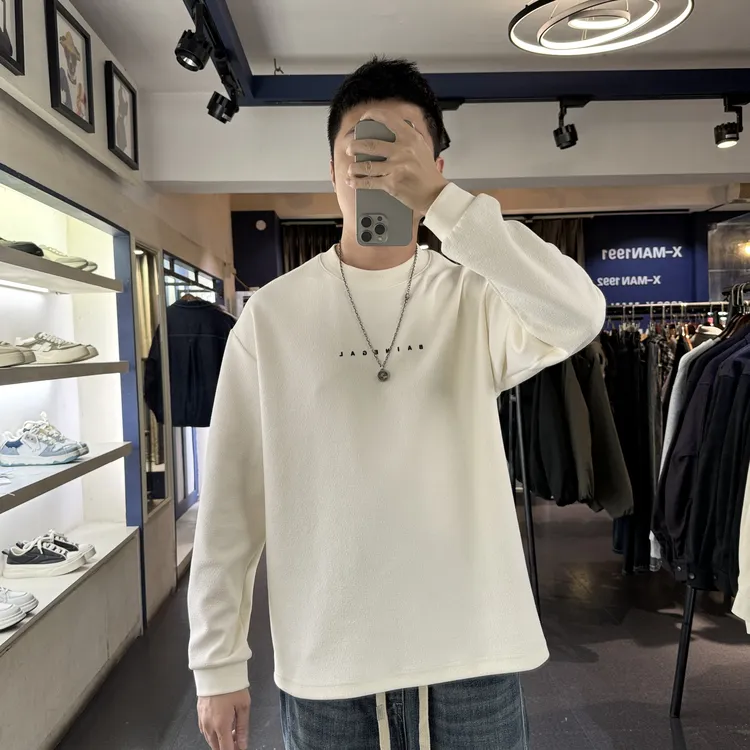 KP-X肌理棉感卫衣秋冬保暖亲肤百搭简约高级感宽松男休闲长袖T恤