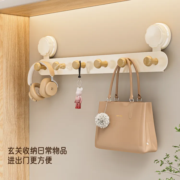 吸盘门后挂衣架壁挂式玄关挂衣钩家用免打孔卧室衣服挂架收纳挂钩