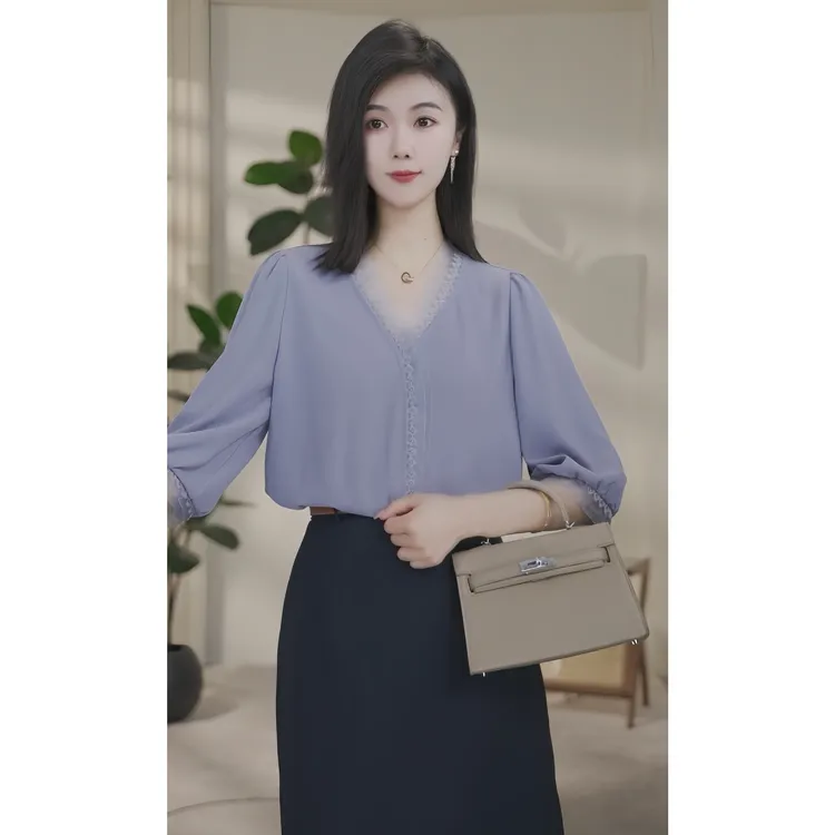 【小北甄选】曼贝8592678多色衬衫衬衣设计感百搭气质显瘦时尚通勤