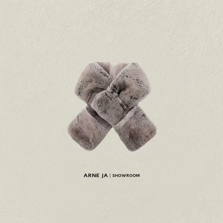 ARNE JA｜“天然围炉”青紫蓝兔毛双色渐变全手工编织围巾AS074