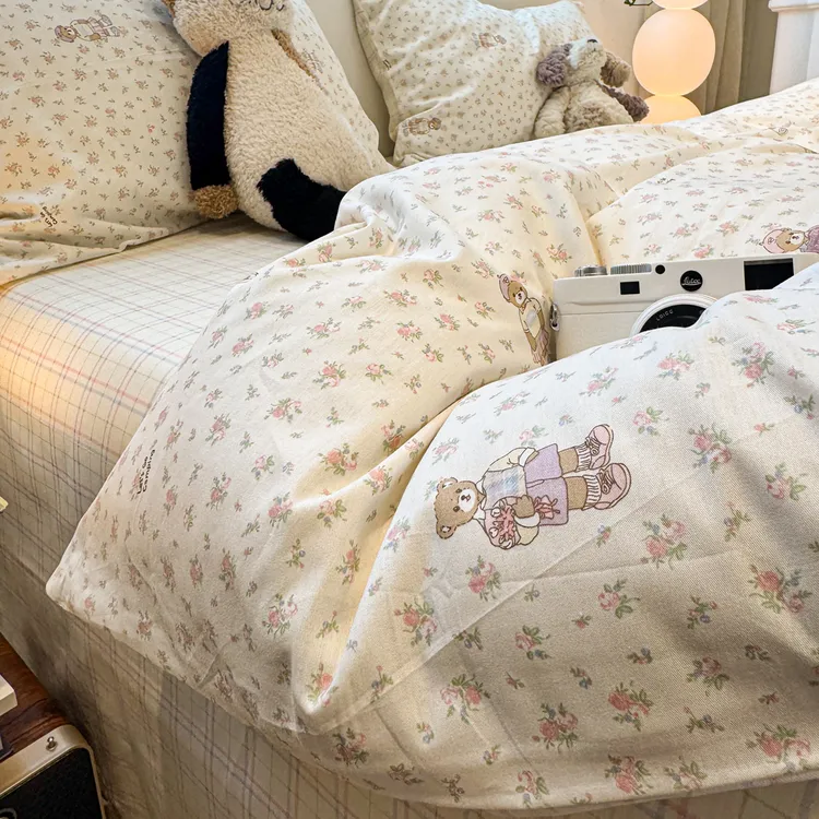 可爱碎花纯棉床上四件套100%全棉2025新款三件套床单被套四季通用