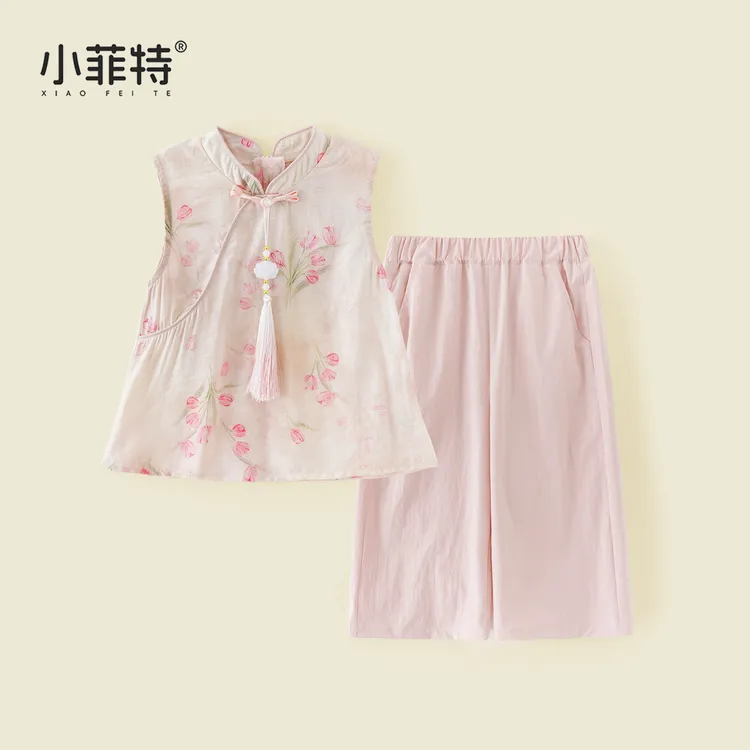 小菲特夏季新款女童新中式套汉服上衣小女孩国风衣服YNTX52285