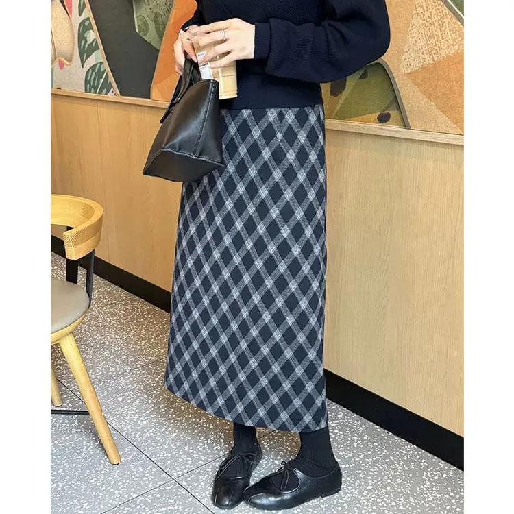 【高品质全里衬】2025秋冬新款气质经典菱格纹A字半身裙半身裙#7735