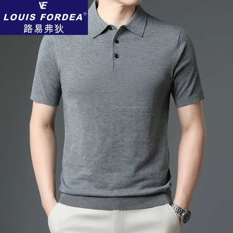 Louis Fordea/路易弗狄高端纯色男士polo衫短袖轻熟休闲中年