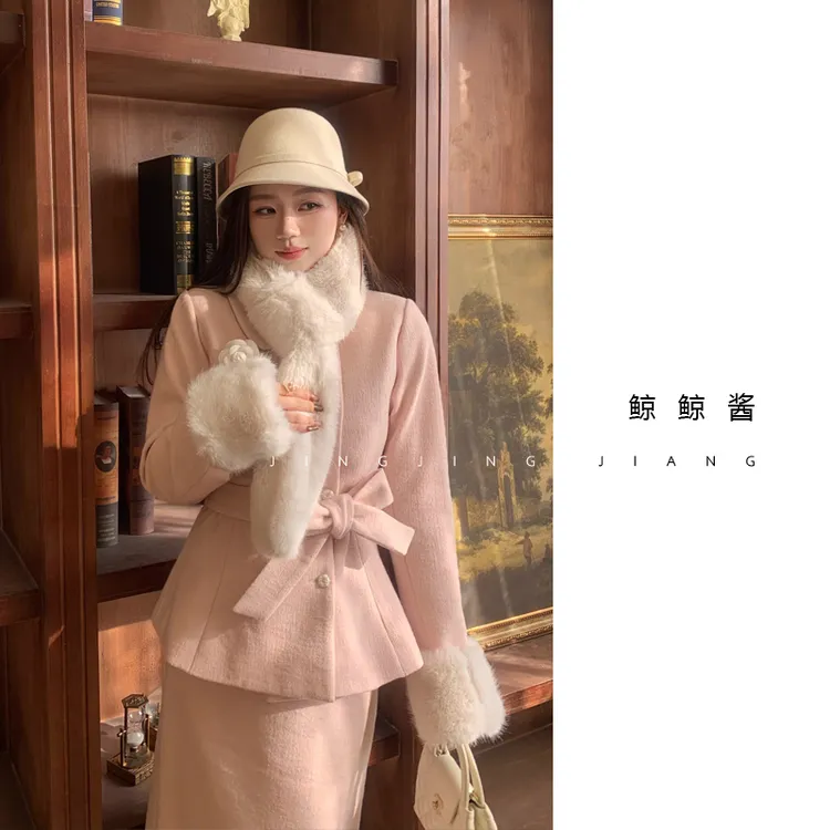 ZOZ鲸鲸酱 【柔光星芒】秋冬季新款气质时尚千金设计款长袖外套