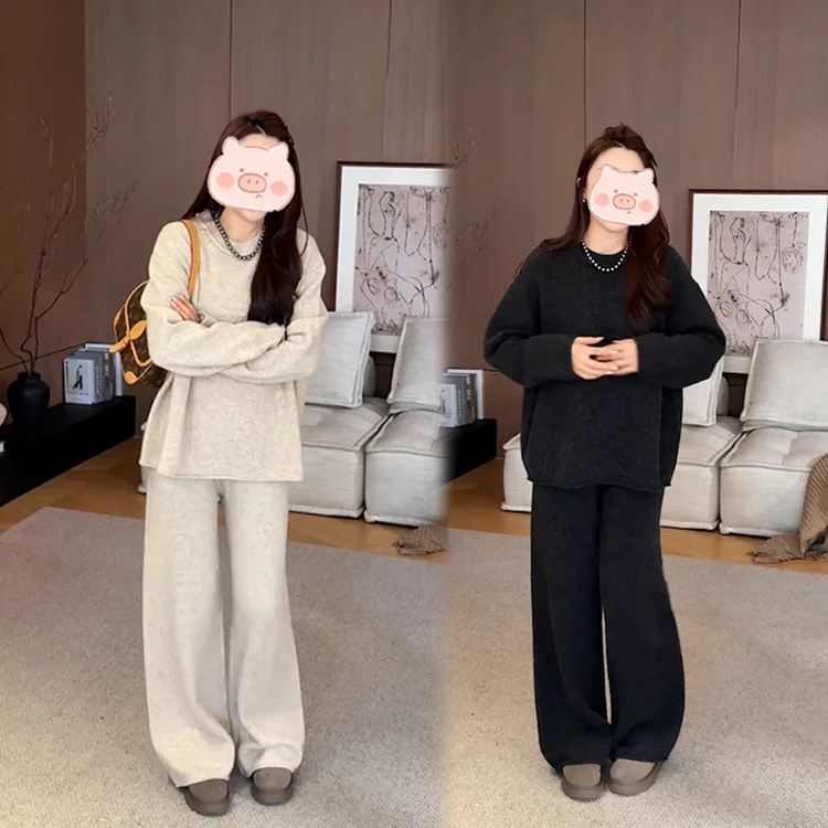 冬季穿搭一整套高级感内搭毛衣休闲裤两件套装女韩系时尚休闲上衣