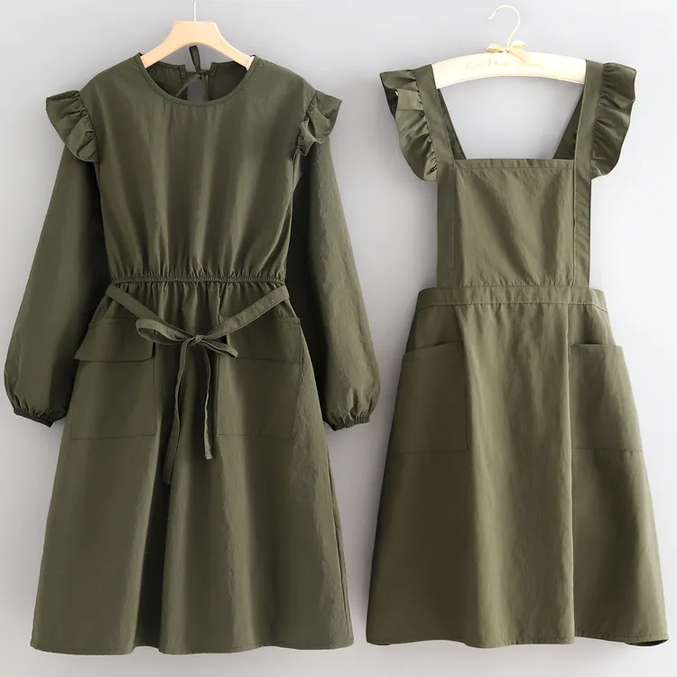 防泼水长袖围裙时尚罩衣家用厨房做饭洋气韩版女士工作服定制印字