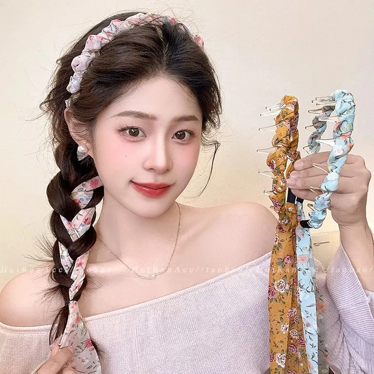 夏天发箍女款高级感洋气时尚碎花飘带发带超好看绑头带齿发饰头箍
