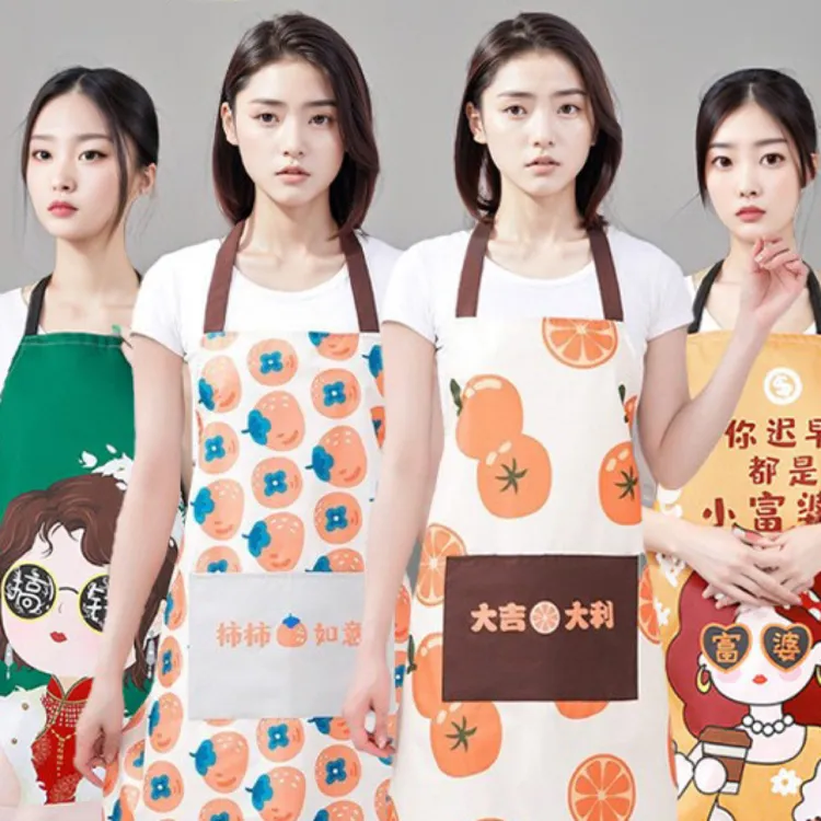 新款时尚家用厨房做饭洋气防水防油擦手围腰围裙工作服女男士