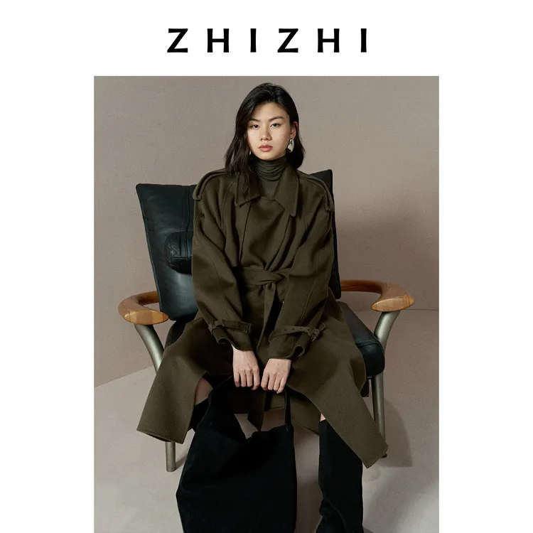 致知 苏慕遮 全羊毛风衣式毛呢大衣经典宽松25年冬季ZZ2EWWWQ001