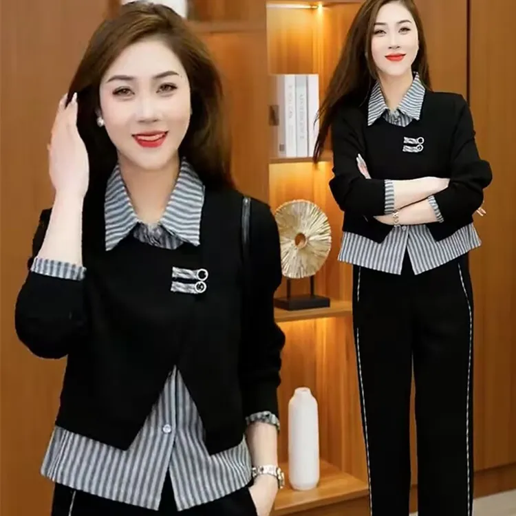 200斤微胖mm春秋大码女装休闲套装宽松显瘦减龄洋气运动服两件套