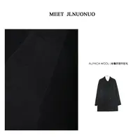 JLNUONUO    [青岚]秘鲁苏丽排扣叠领舒暖黑青中长大衣