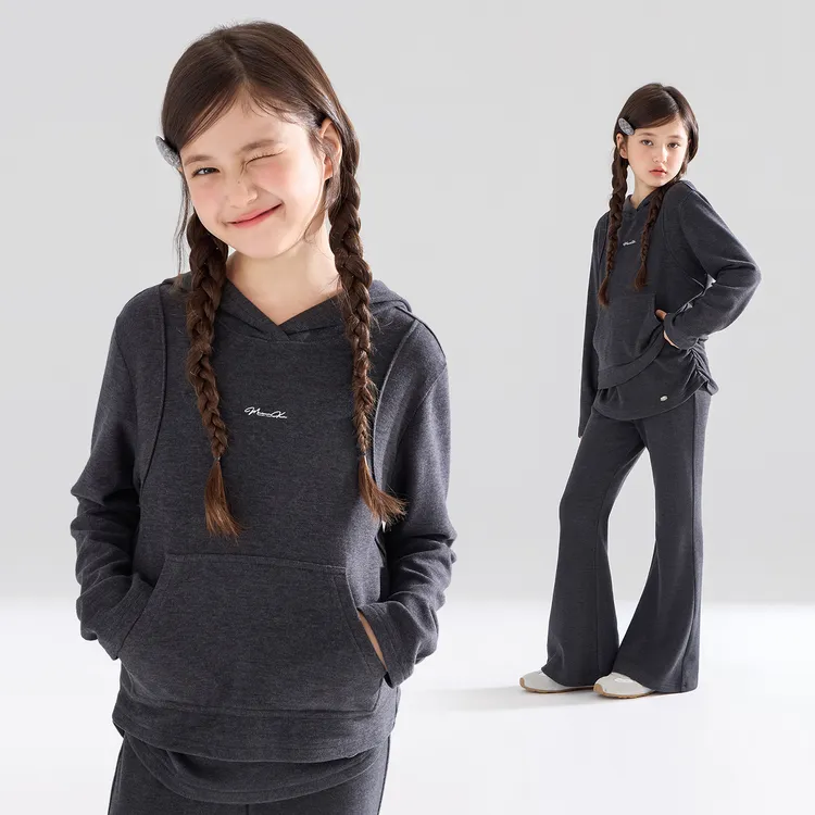 运动极简chic套装连帽卫衣裙帘喇叭裤女童秋新款M53XT5389A