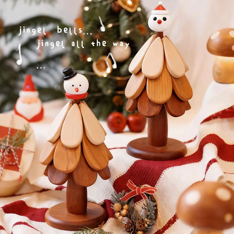 高级圣诞节限定创意一棵树实木防烫锅垫折叠杯垫碗垫