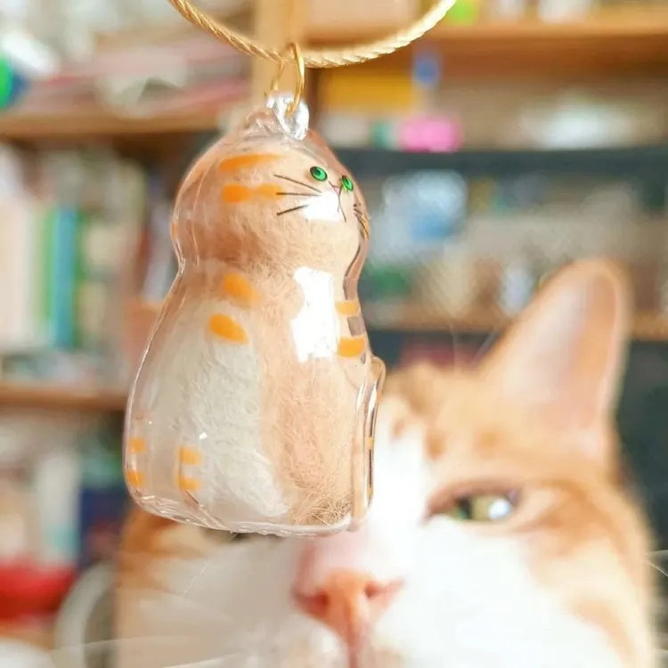 透明猫毛收纳盒吊饰扭蛋猫咪毛发存放胶囊扭蛋包钥匙扣挂件收藏