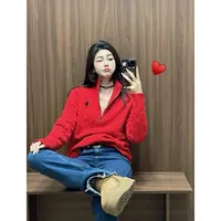 【短款女款】半拉链毛衣女小马刺绣半高领长袖宽松针织衫套头毛衣
