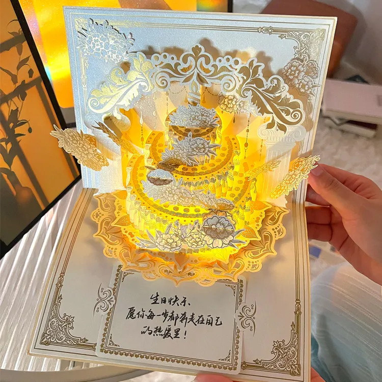 新款生日贺卡创意立体手绘高颜值精致惊喜生日礼物精美烫金高级感