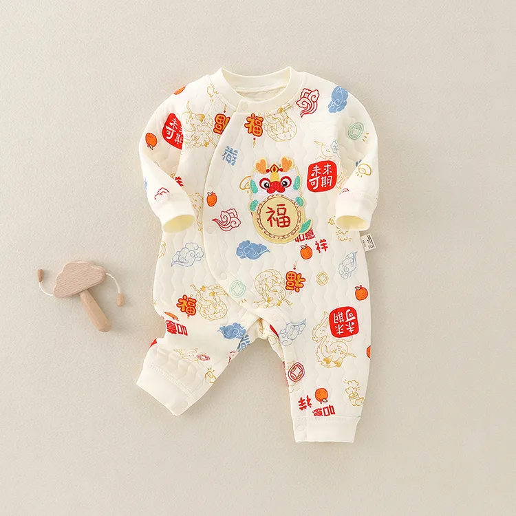 未来可期 秋冬新款保暖连体衣婴儿男女宝宝空气棉爬服春秋婴幼儿