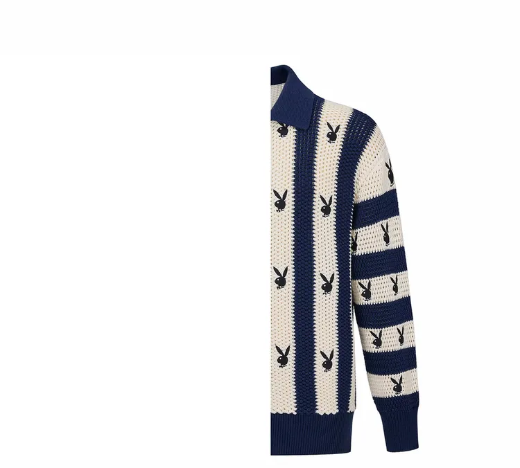 老白同款G0D2025ss条纹刺绣logo轻奢时尚毛衣男女同款