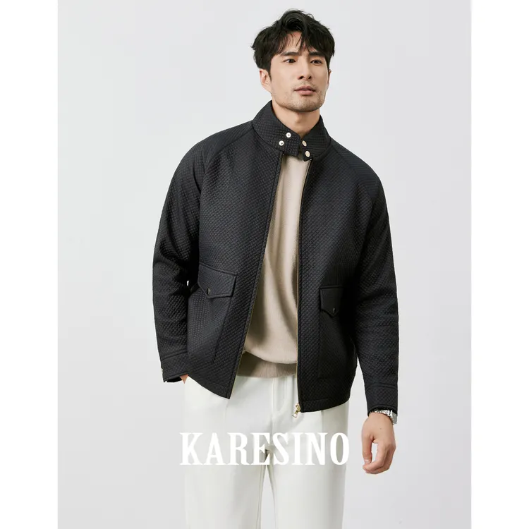 KARESINO哈灵顿G9复古格纹百搭短款外套秋季男士休闲立领夹克外套
