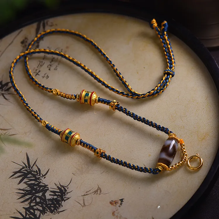 藏式吊坠绳挂件绳手工编织唐卡百搭万能扣女款脖挂绳吊坠挂绳