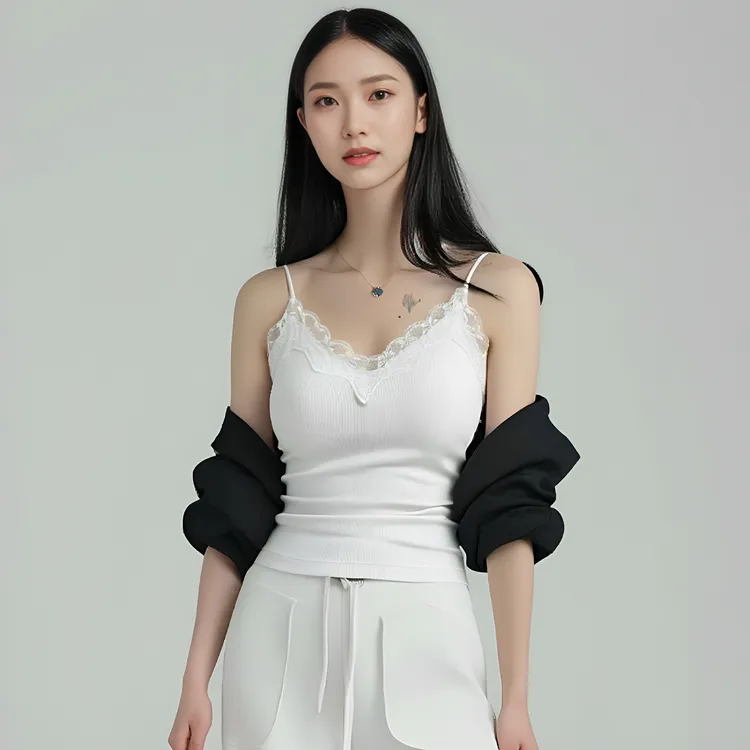 MIEVSUY网红性感蕾丝背心女V领美背细肩吊带内搭外穿打底无袖上衣